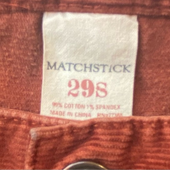 J Crew Size 29 Short 29S Matchstick Cords Corduroy Pants Rust Deep Orange - Picture 8 of 9